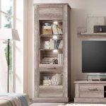 Montreal Display Cabinet In Monument Canyon Oak With LED
