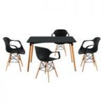 Julian Bistro Dining Table Rectangular In Matt Black And 4 Chair
