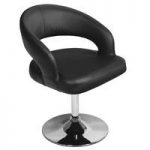 Clinick Bistro Chair In Black Faux Leather With Chrome Legs