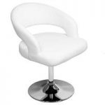 Clinick Bistro Chair In White Faux Leather With Chrome Legs