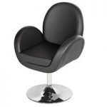 Ego Lounge Chair In Black Faux Leather With Chrome Base