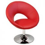Polo Novelty Chair In Red Faux Leather With Chrome Legs
