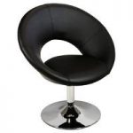 Polo Novelty Chair In Black Faux Leather With Chrome Legs