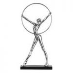 Mason Woman With Hoop Sculpture In Silver And Black Base