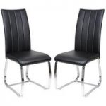 Elston Dining Chair In Black Faux Leather In A Pair