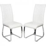 Elston Dining Chair In White Faux Leather In A Pair
