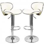 Duo Bar Stools In Cream Faux Leather in A Pair