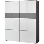 Alameda Shoe Cabinet In Anthracite And White Glass Front