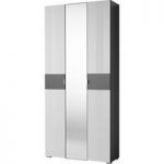 Alameda Wardrobe In Anthracite And White Glass With Mirror