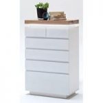 Romina 4+2 Drawer Chest In Knotty Oak And White Matt With LED
