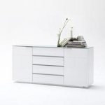 Canberra Sideboard In Glass Top And White High Gloss With 2 Door