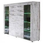 River Display Cabinet In Canyon White Pine With 4 Door And LED