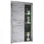 River Display Cabinet In Canyon White Pine With 3 Door And LED