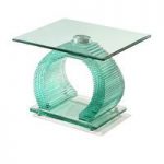 Armenia End Table In All Glass With Chrome Support