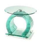 Iceman End Table Circular In All Glass With Chrome Support