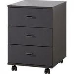 Montreal Office Cabinet In Anthracite With 3 Drawer And Rollers