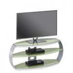 Jesper LCD TV Stand In Pastel Green Glass With Aluminium Frame