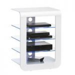 Mezzo Hi Fi Stand In White Glass Top With Blue LED Lighting