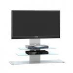 Tribeca LCD TV Stand In White Glass With White Metal And LED