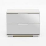 Easy Plus Bedside Cabinet In White Alpine With Mirror Fronts