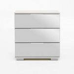 Easy Plus Bedside Cabinet High In White Alpine With Mirror Front