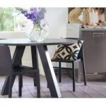 Tripod Dining Table Round In Pine And Off Black