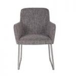 Elsa Dining Armchair Grey Fabric With Silver Frame