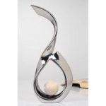 White Ball Sculpture In Ceramic Silver Glazed With White Ball