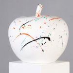 Apple Sculpture In White With Coloured Blobs