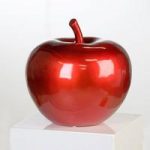 Apple Sculpture In Poly Red Metallic