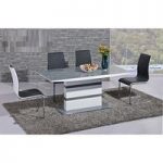 Arctic Dining Table In Grey Glass Top With White High Gloss