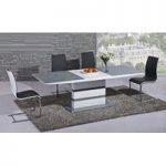 Arctic Extendable Dining Table In Grey Glass And 6 Encore Chairs