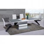 Arctic Extendable Dining Table In Grey Glass And 6 Leona Z Chair
