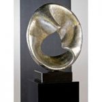 Spin Sculpture In Antique Silver With Black Marble Base