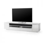 Canberra TV Stand In White Glass Top And High Gloss