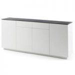 Denzel Sideboard In White Matt And Grey Glass Top With 4 Doors