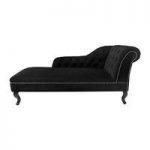 Remo Chesterfield Chaise Lounge In Black Velvet And Right Armres