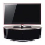 Powell LCD TV Stand In Black Glass Top With High Gloss Black