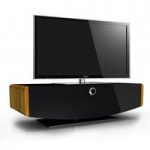 Oriona LCD TV Stand In Black Glass Fronts With Changeable Trim