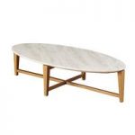 Serenity Coffee Table In Marble Top With Wooden Legs