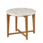 Serenity End Table Round In Marble Top With Wooden Legs