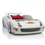 M7 Children’s Sports Car Bed In White With Spoiler And LED Light