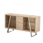 Zanti Sideboard In Oak With 3 Drawers And Glass Shelves