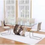 Tripoli Dining Table In Clear Glass Top With 6 Dining Chairs
