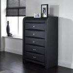 Azari Chest of Drawers In Black Faux Leather With 5 Drawers