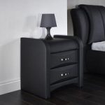 Azari Bedside Cabinet In Black Faux Leather With 2 Drawers
