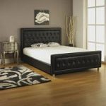 Palmira King Size Bed In Black Faux Leather With Diamantes