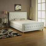 Palmira Double Bed In White Faux Leather With Diamantes