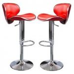 Duo Bar Stools In Red Faux Leather in A Pair