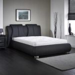 Azari Double Bed In Black Faux Leather
